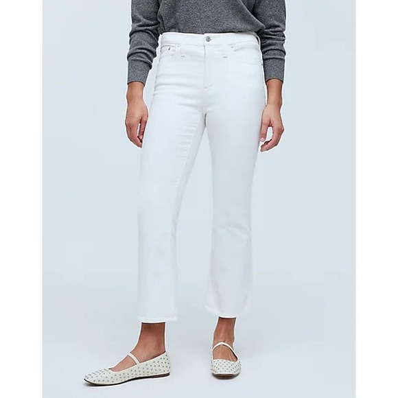 Madewell Kick Out Crop Jeans Modern Mid-Rise White Size 30 NWT